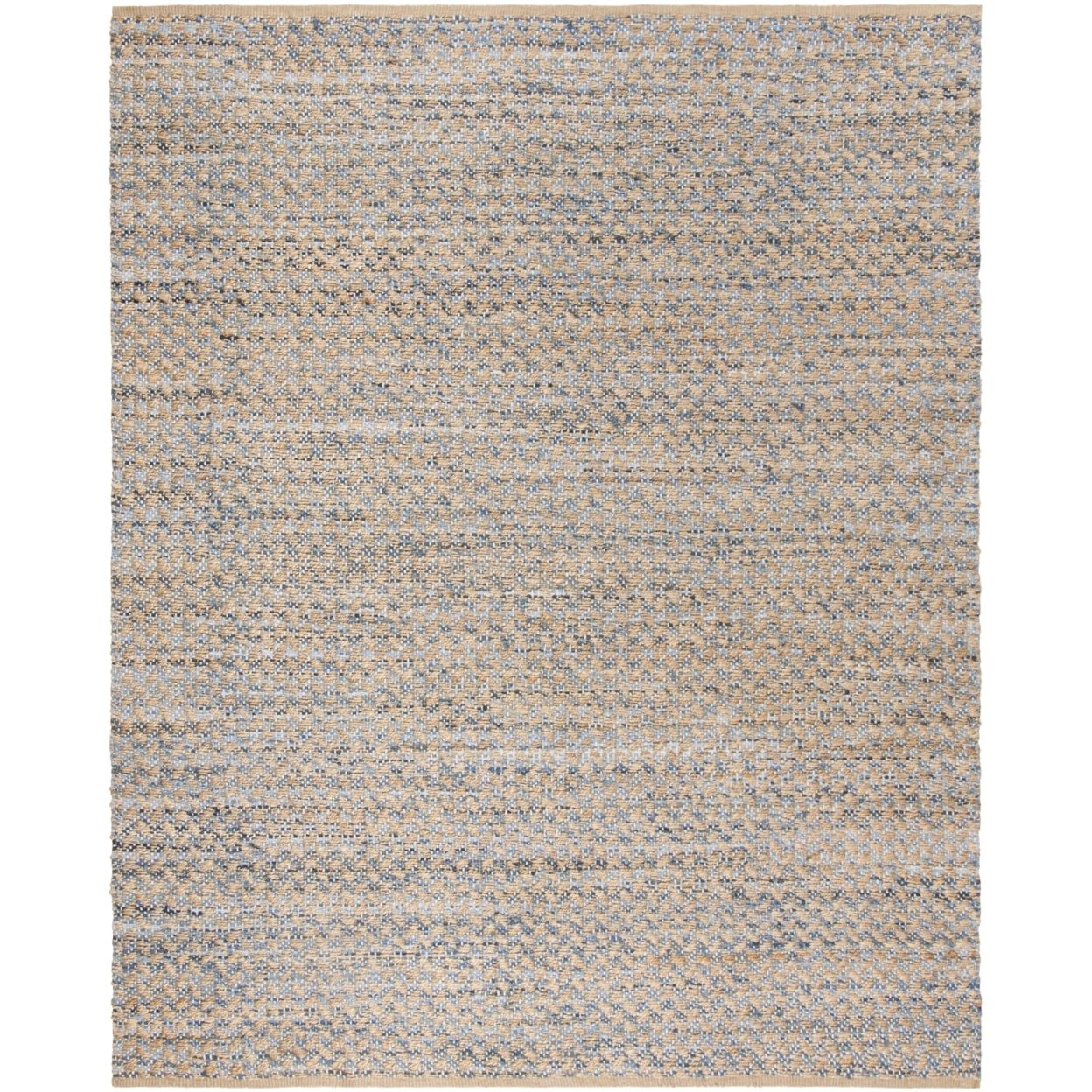Handmade Blue and Natural Geometric Jute Area Rug, 9' x 12'