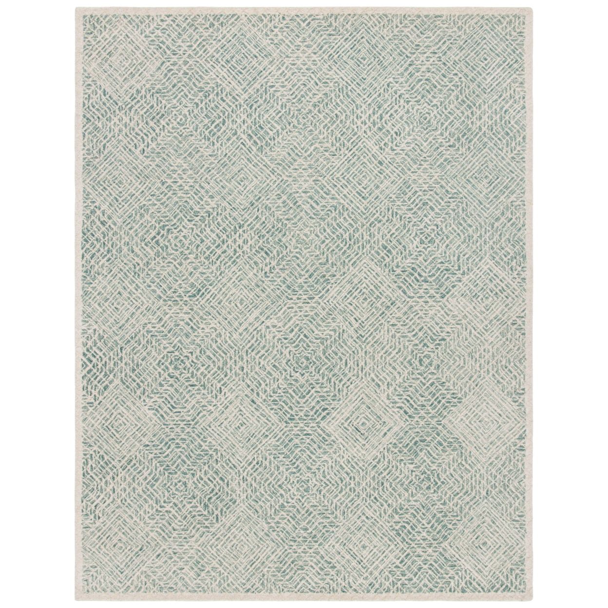 Elegant Capri Blue and Ivory 9' x 12' Hand-Tufted Wool-Silk Blend Rug