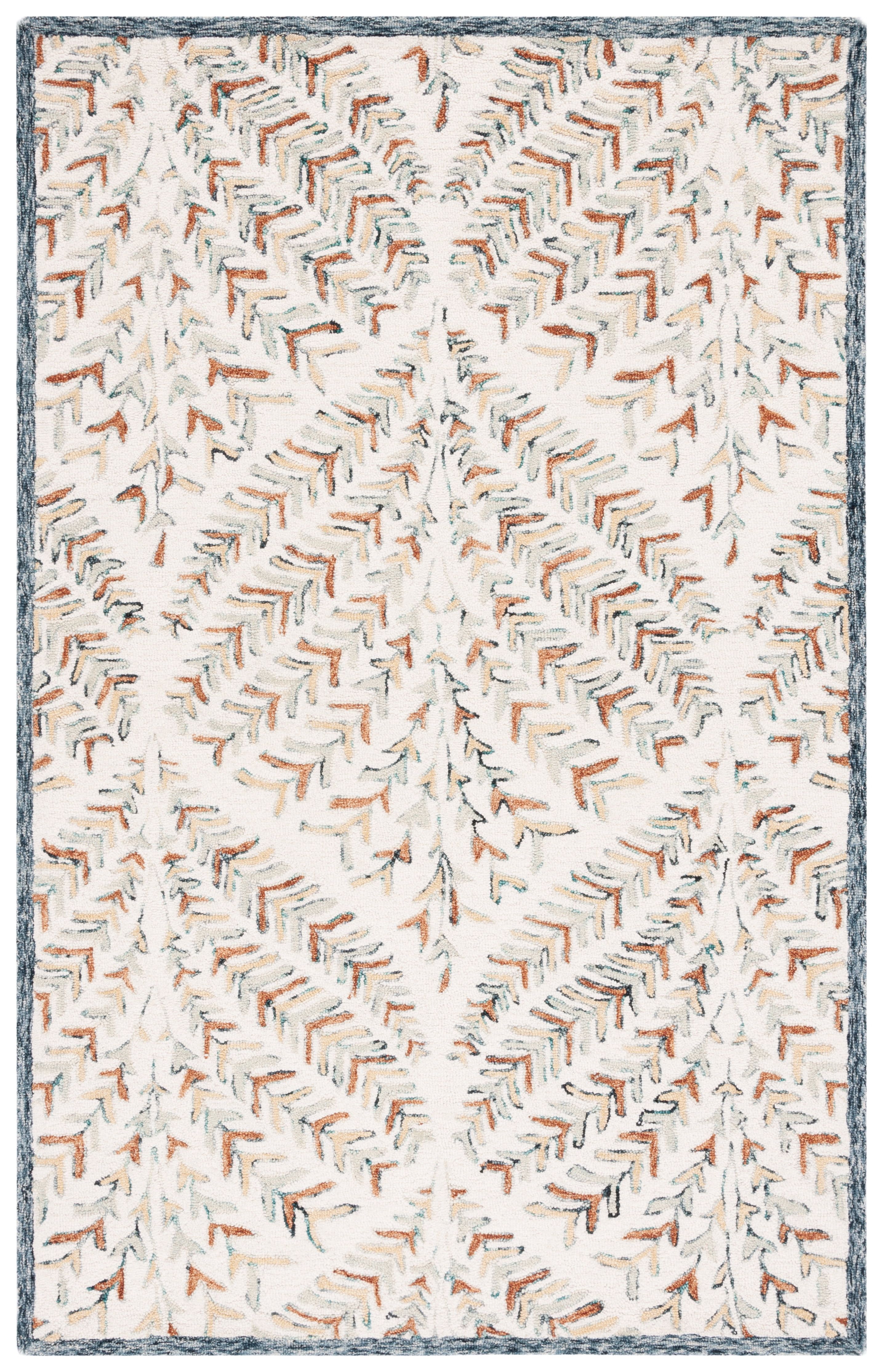 Hand-Tufted Ivory and Blue Wool 6' x 9' Area Rug
