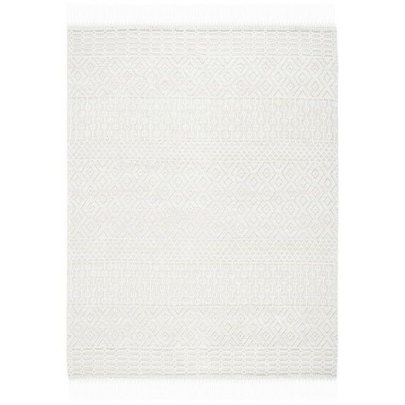 Ivory Hand-Tufted Wool Shag Area Rug, 4' x 6'