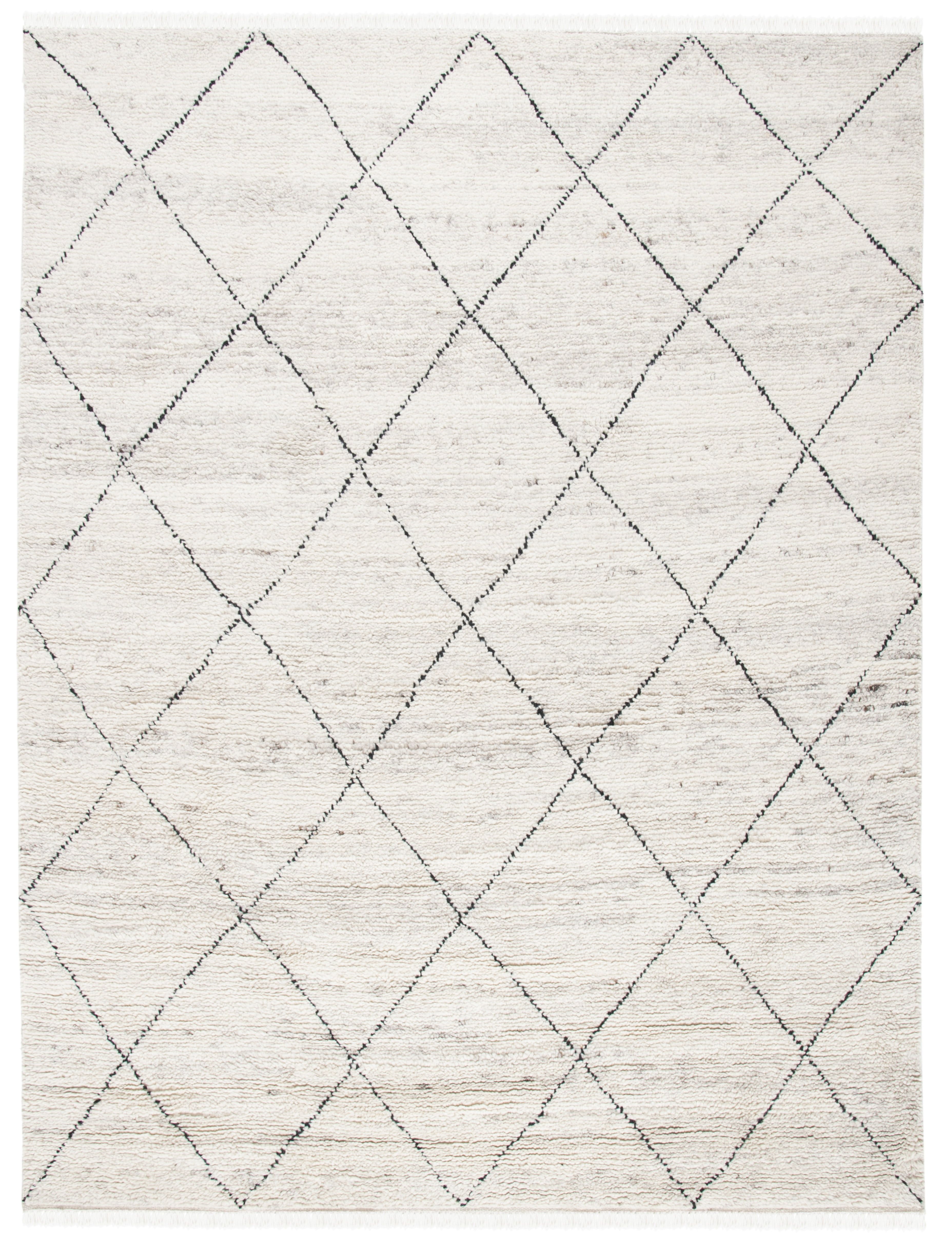 SAFAVIEH Casablanca Astrid Geometric Wool Area Rug, Ivory/Black, 8' x 10'