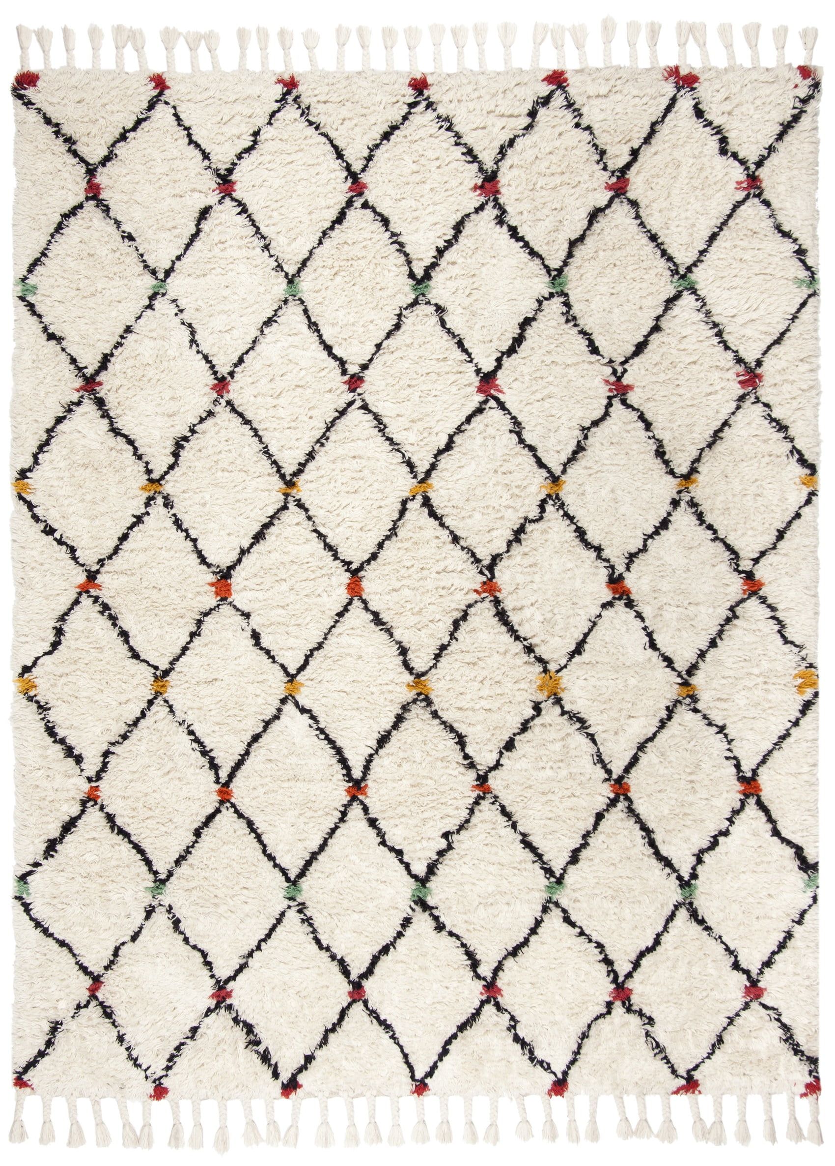 Ivory Hand-Tufted Wool Shag Rug, 4' x 6'