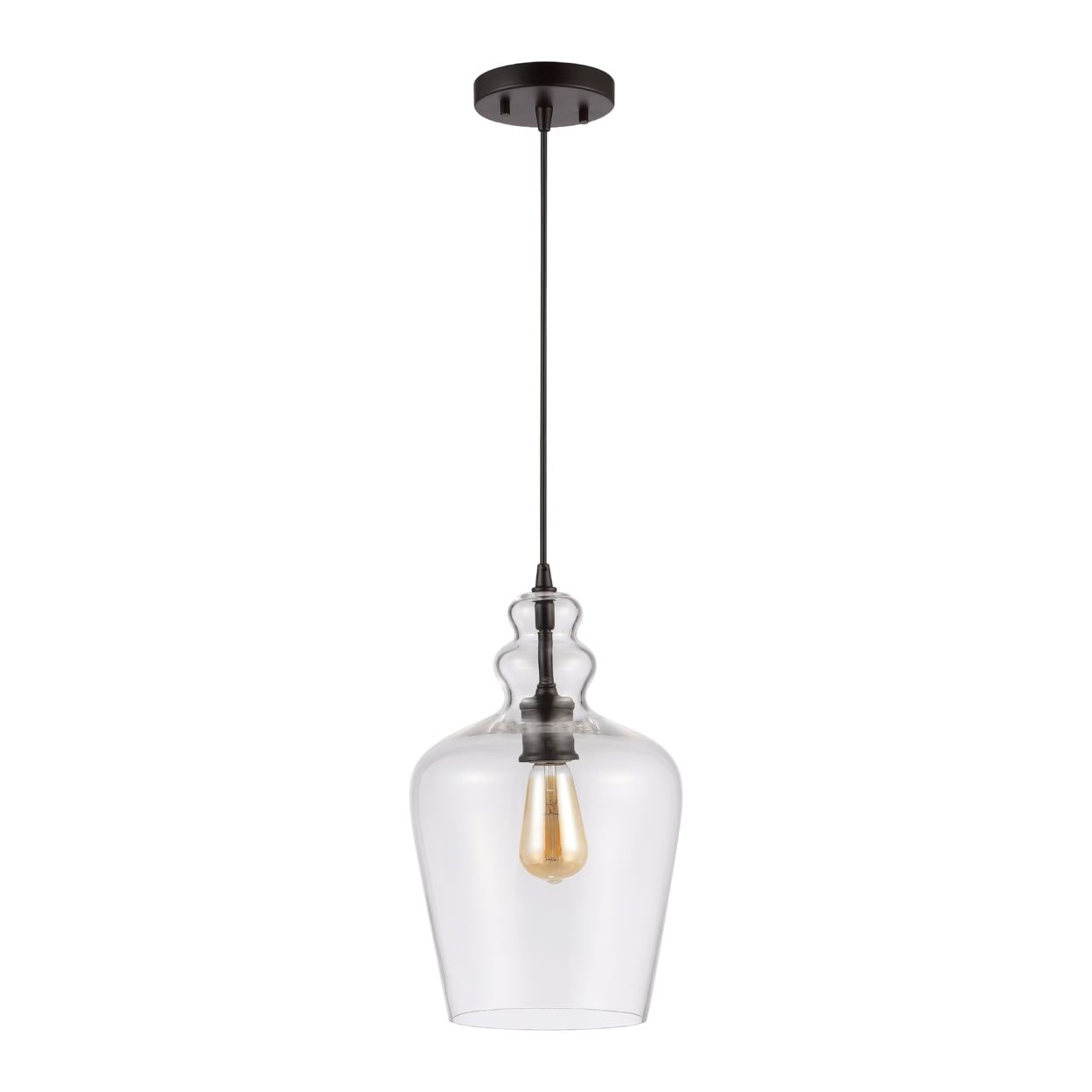 Catlen 19" Oil Rubbed Bronze Glass LED Pendant Light