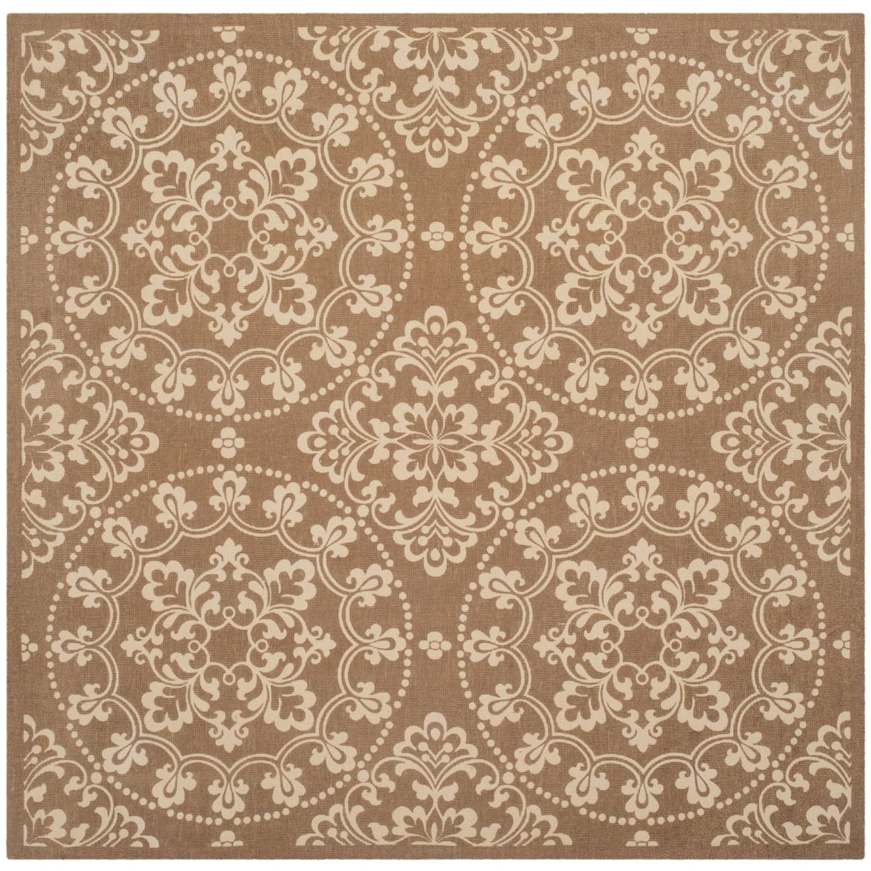 Handmade Taupe and Natural Wool-Cotton 6' Square Rug