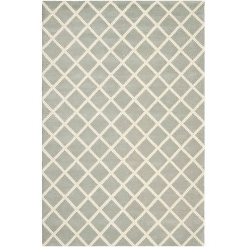 Elegant Grey and Ivory Hand-Tufted Wool Rug 4' x 6'