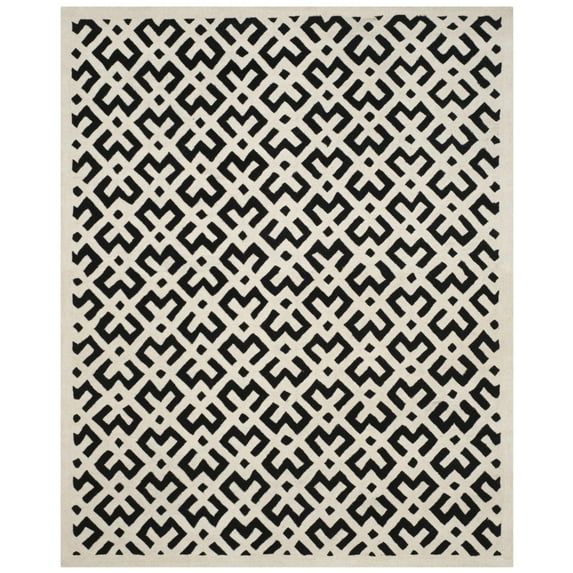 Desai Hand-Tufted Wool Square Rug 7'x7' in Black Ivory