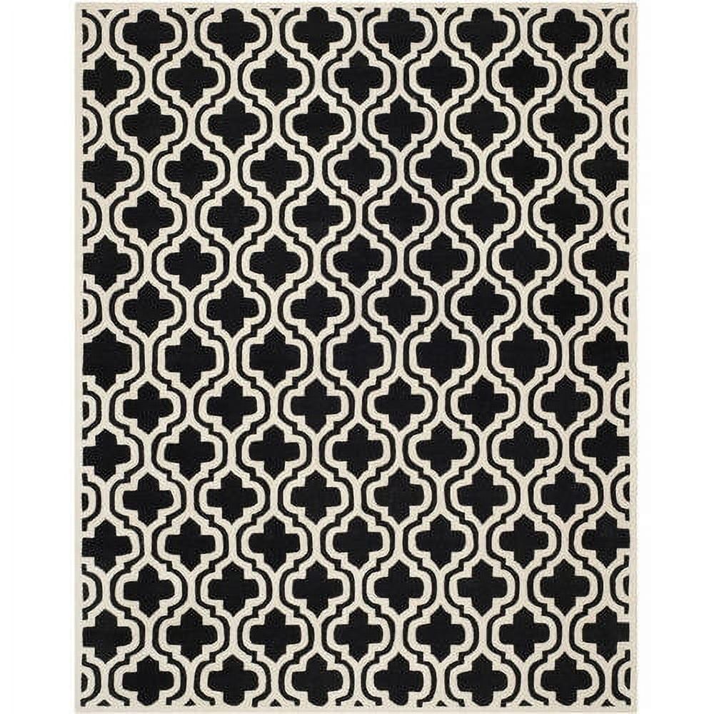 Handmade Black and Ivory Wool Tufted Area Rug, 8' x 10'