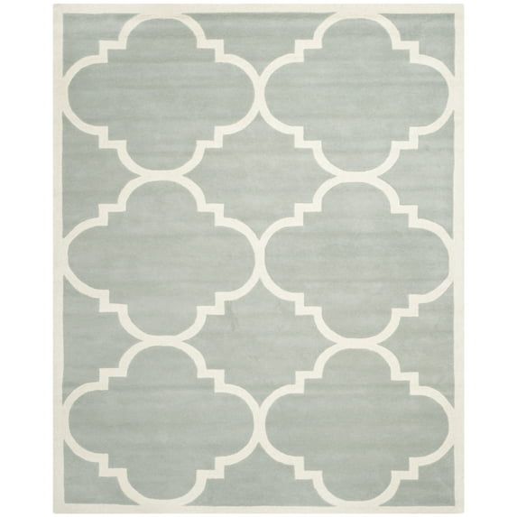 Handmade Grey and Ivory Wool Tufted Area Rug, 5' x 8'
