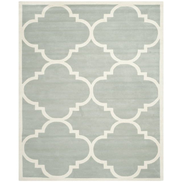 Handmade Grey and Ivory Wool Tufted Area Rug, 5' x 8'