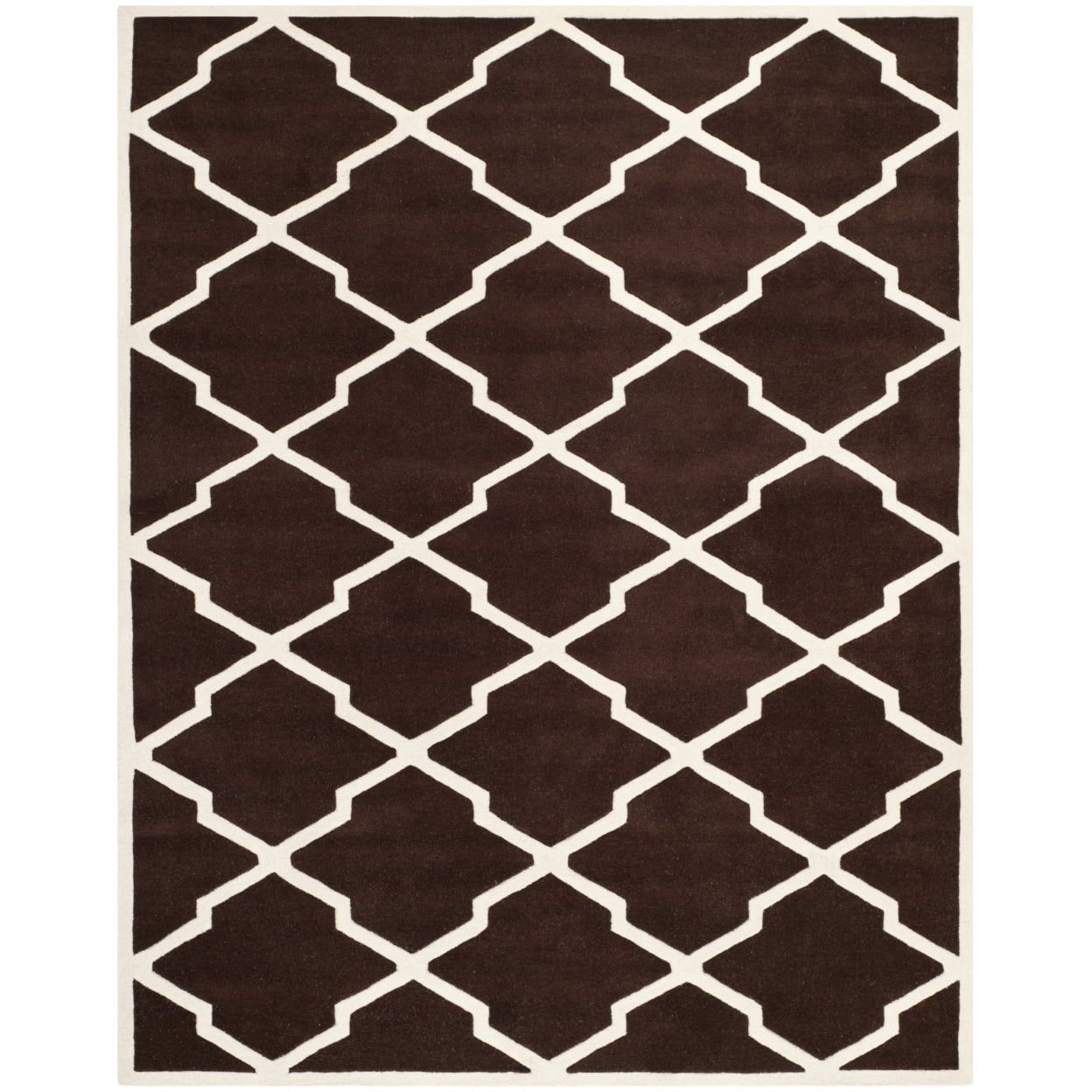 Handmade Dark Brown and Ivory Wool 6' x 9' Tufted Rug