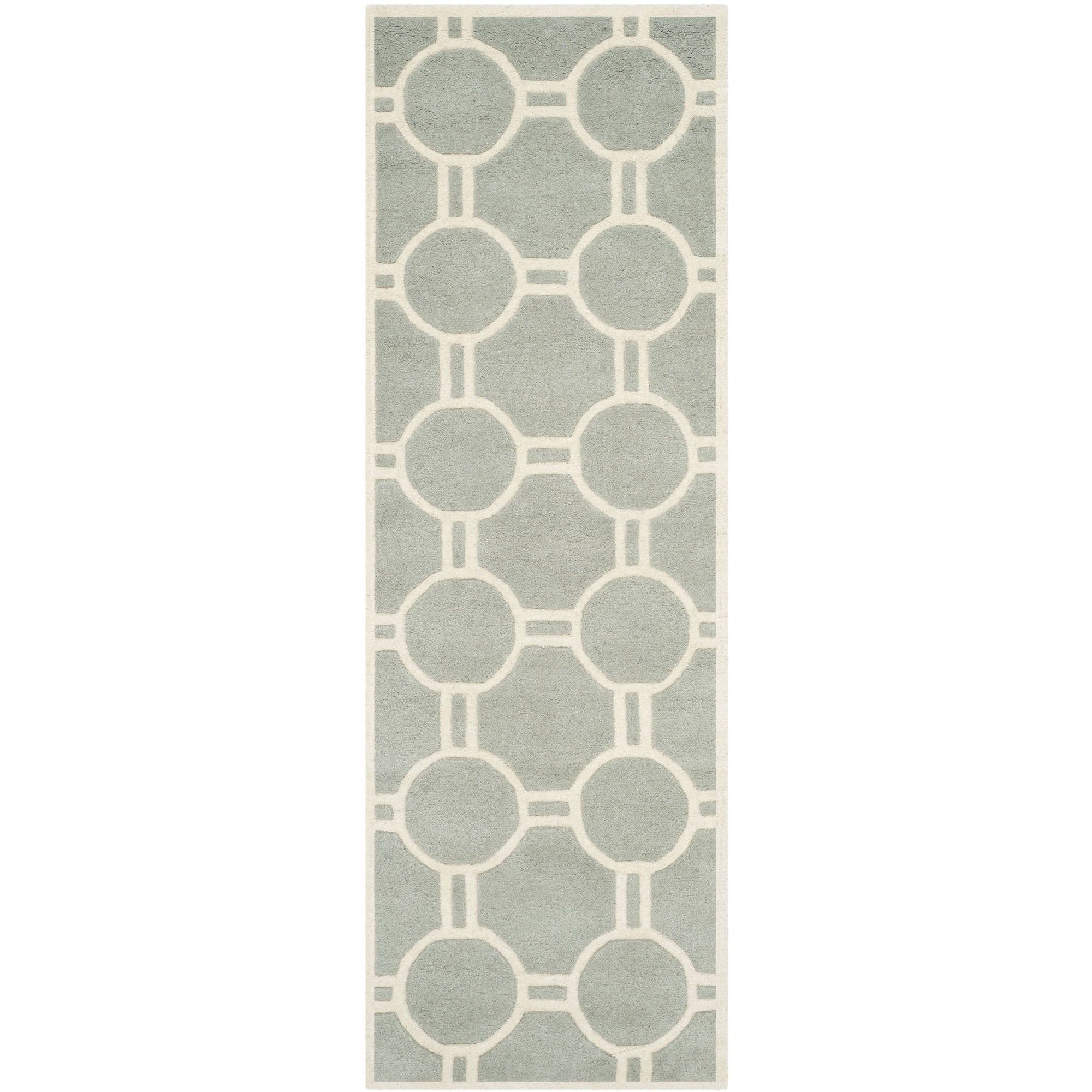 Grey/Ivory Hand-Tufted Wool Runner Rug 27" x 6"