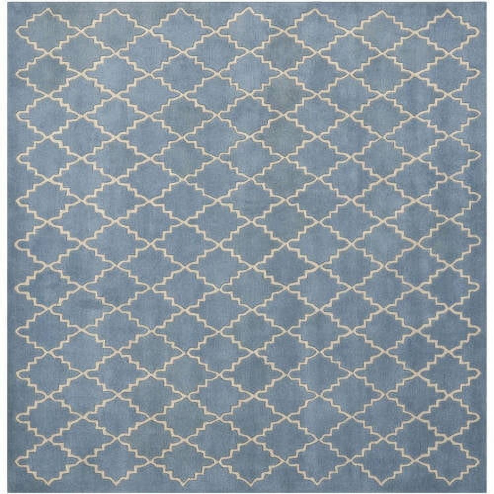 Hand-Tufted Blue Wool Geometric 5' x 8' Area Rug