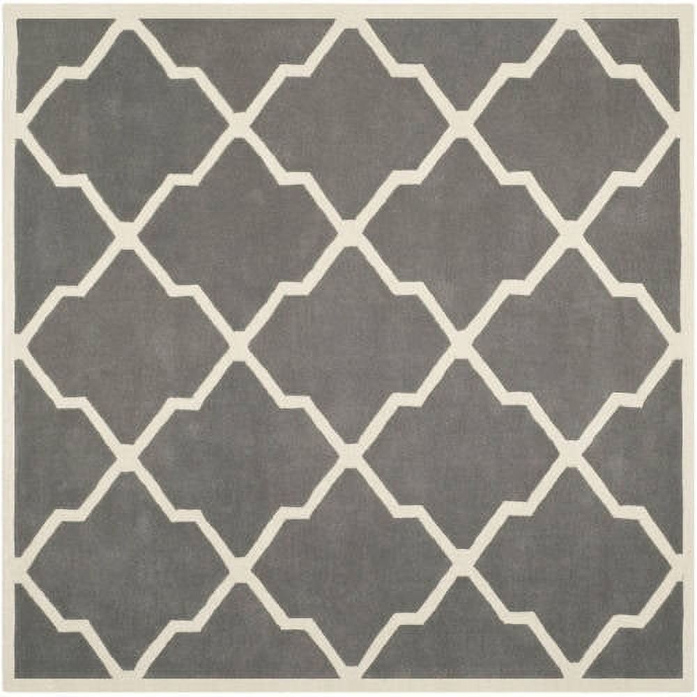 Hand-tufted Off-White Wool 5' Square Non-slip Area Rug