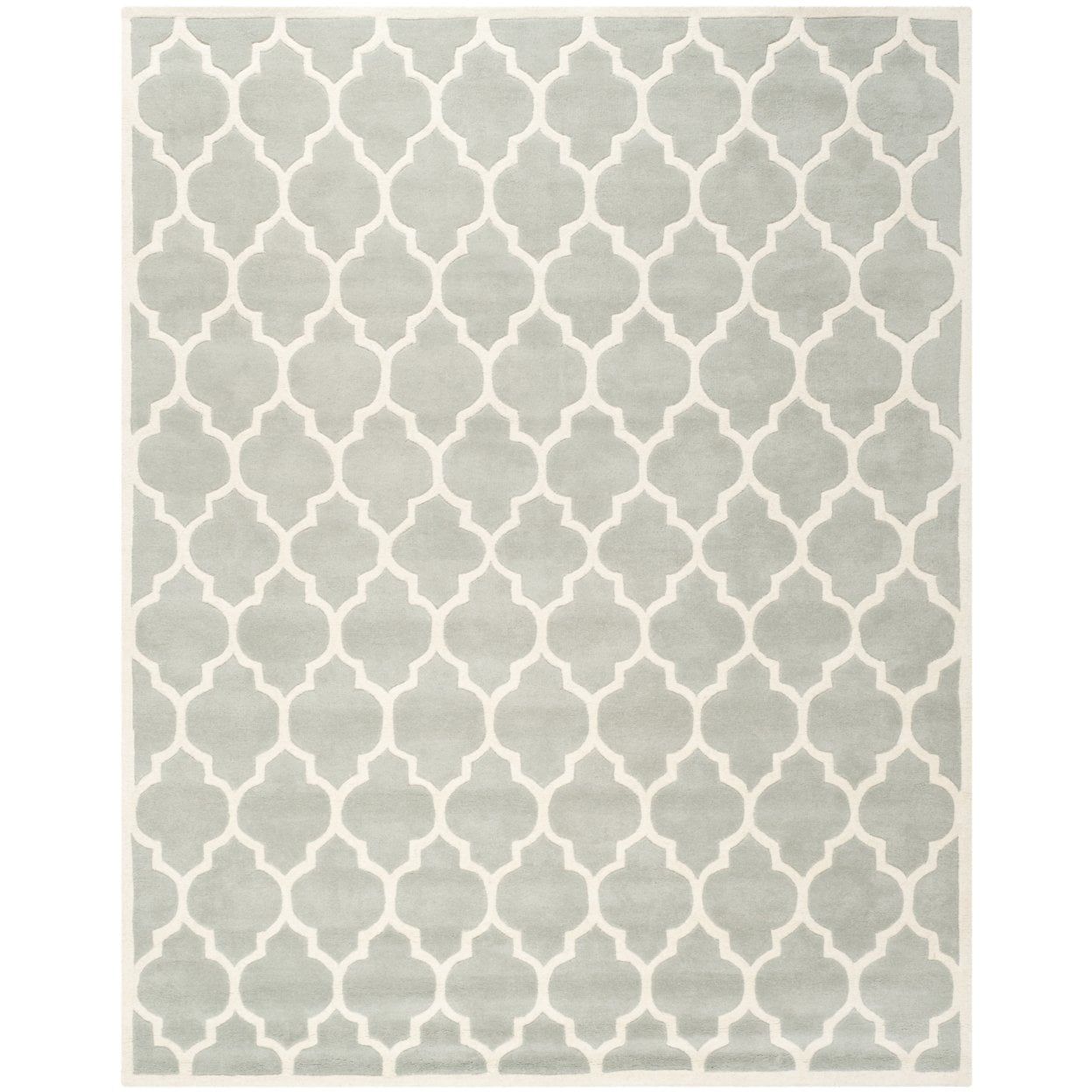 Ivory and Grey Hand-Tufted Wool Area Rug, 8' x 10'