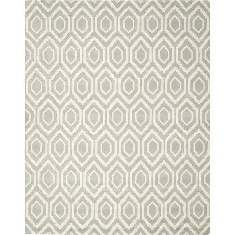 Grey and Ivory Geometric Hand-Tufted Wool Area Rug, 4' x 6'