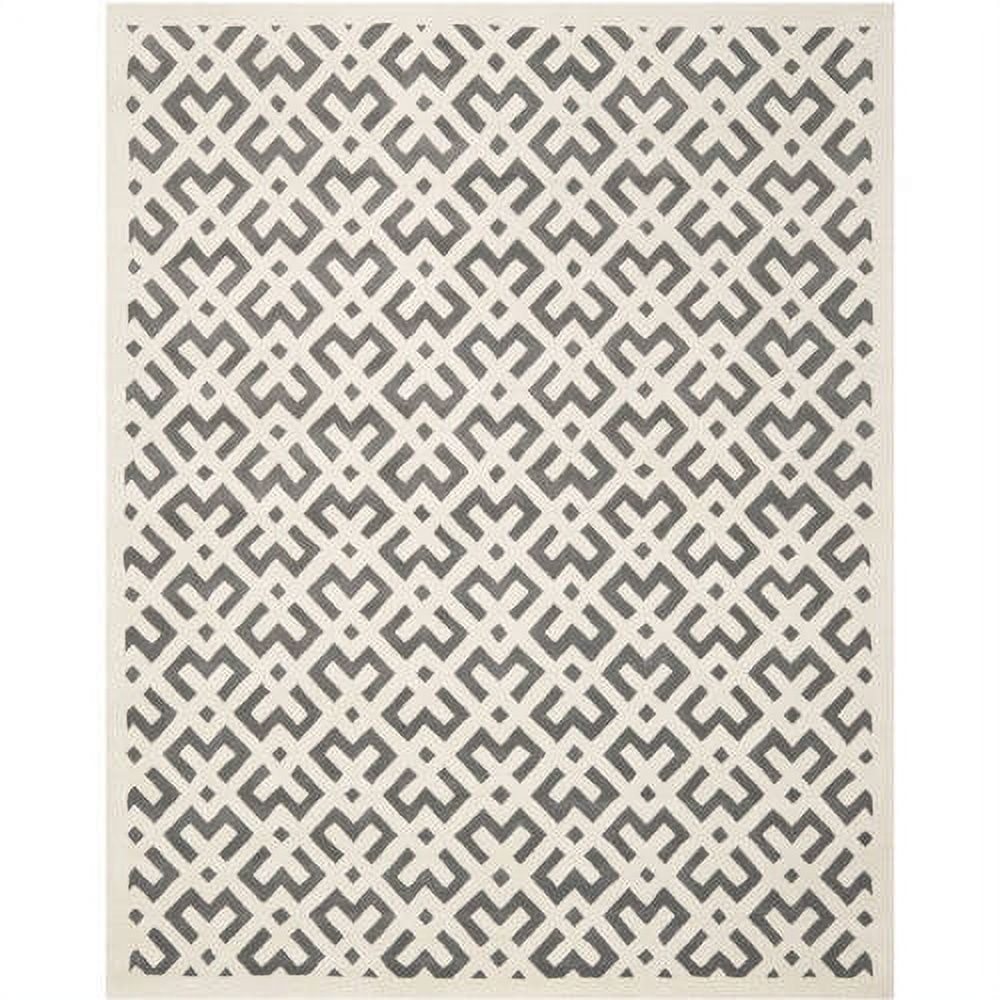 Hand-Tufted Dark Grey and Ivory Wool Geometric 8' x 10' Area Rug