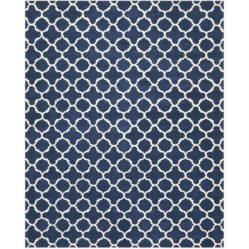 Hand-Tufted Wool Rectangular Rug in Blue/Ivory - 68x22