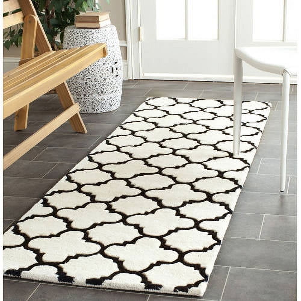 Desai Hand-Tufted Wool Runner Rug in Ivory & Black, 27"x8"