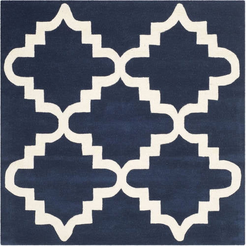 Blue Hand-Tufted Wool Rectangular 6' x 9' Area Rug