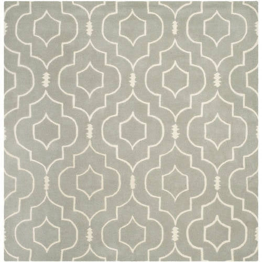 Handmade Grey/Ivory Tufted Wool Square Rug 7' x 7'