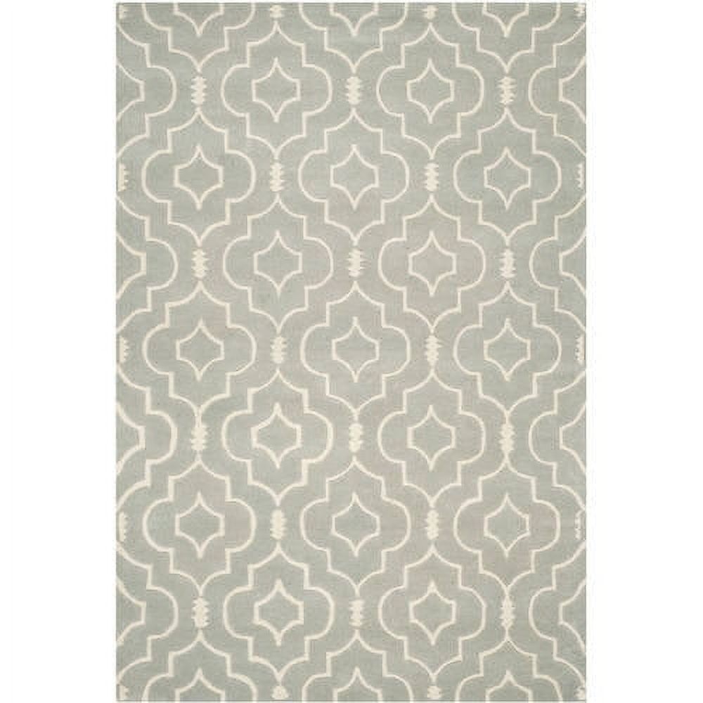 Grey and Ivory Hand-Tufted Wool Rectangular Rug