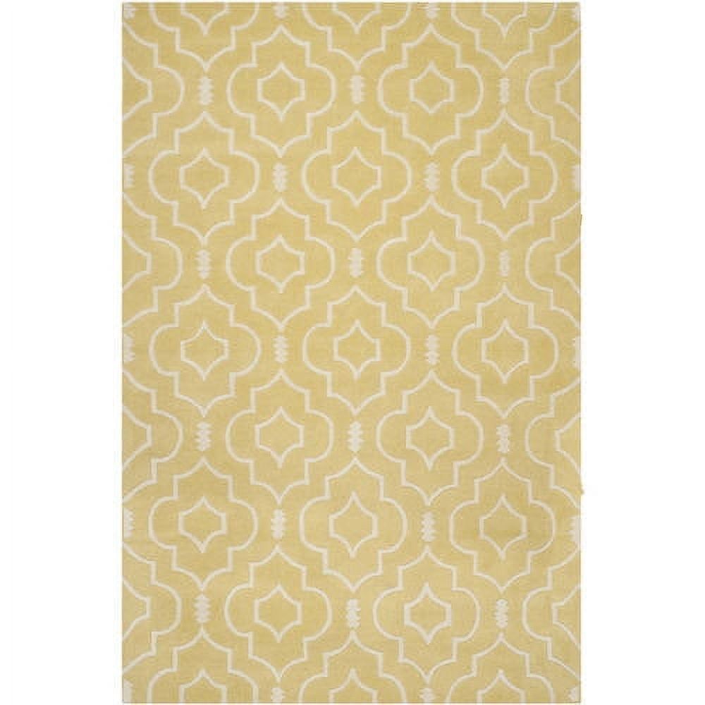 Light Gold and Ivory Hand-Tufted Wool Area Rug, 6' x 9'