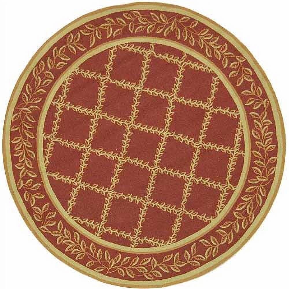 Ivory and Rust Floral Wool Handmade Area Rug, 10' x 14'
