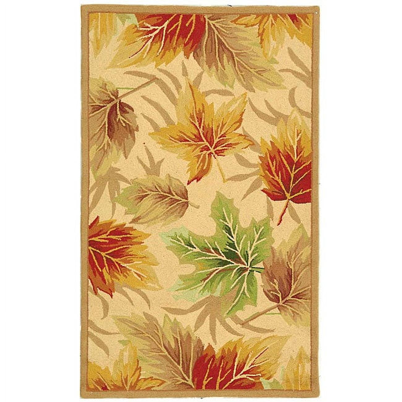 Ivory Floral Handmade Wool Rectangular Area Rug