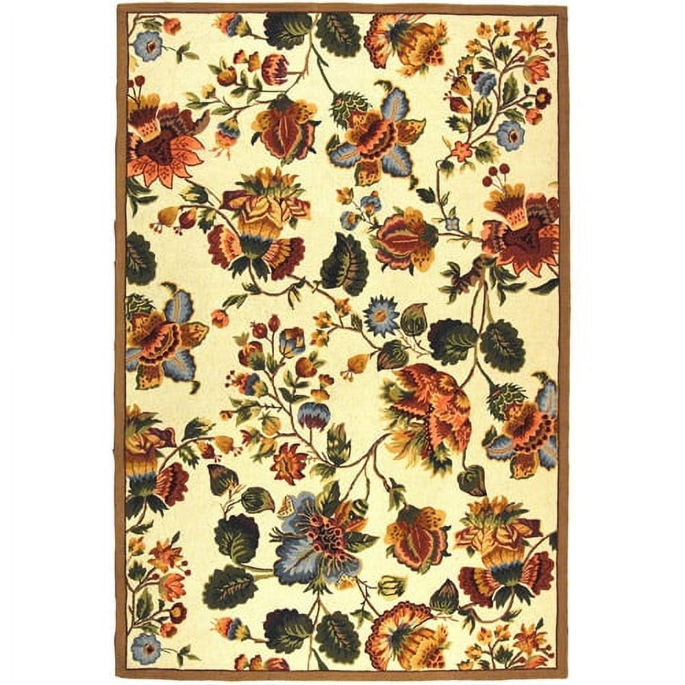 Ivory Floral Hand-Tufted Wool Area Rug, 3'9" x 5'9"