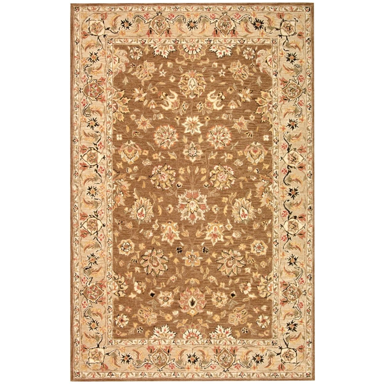 Hand-Knotted Ivory Wool Floral Area Rug, 3'9" x 5'9"