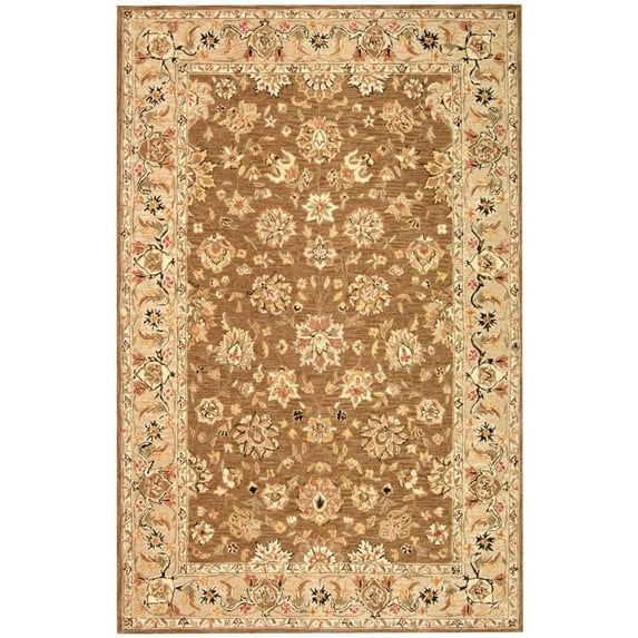 Hand-Knotted Ivory Wool Floral Area Rug, 3'9" x 5'9"