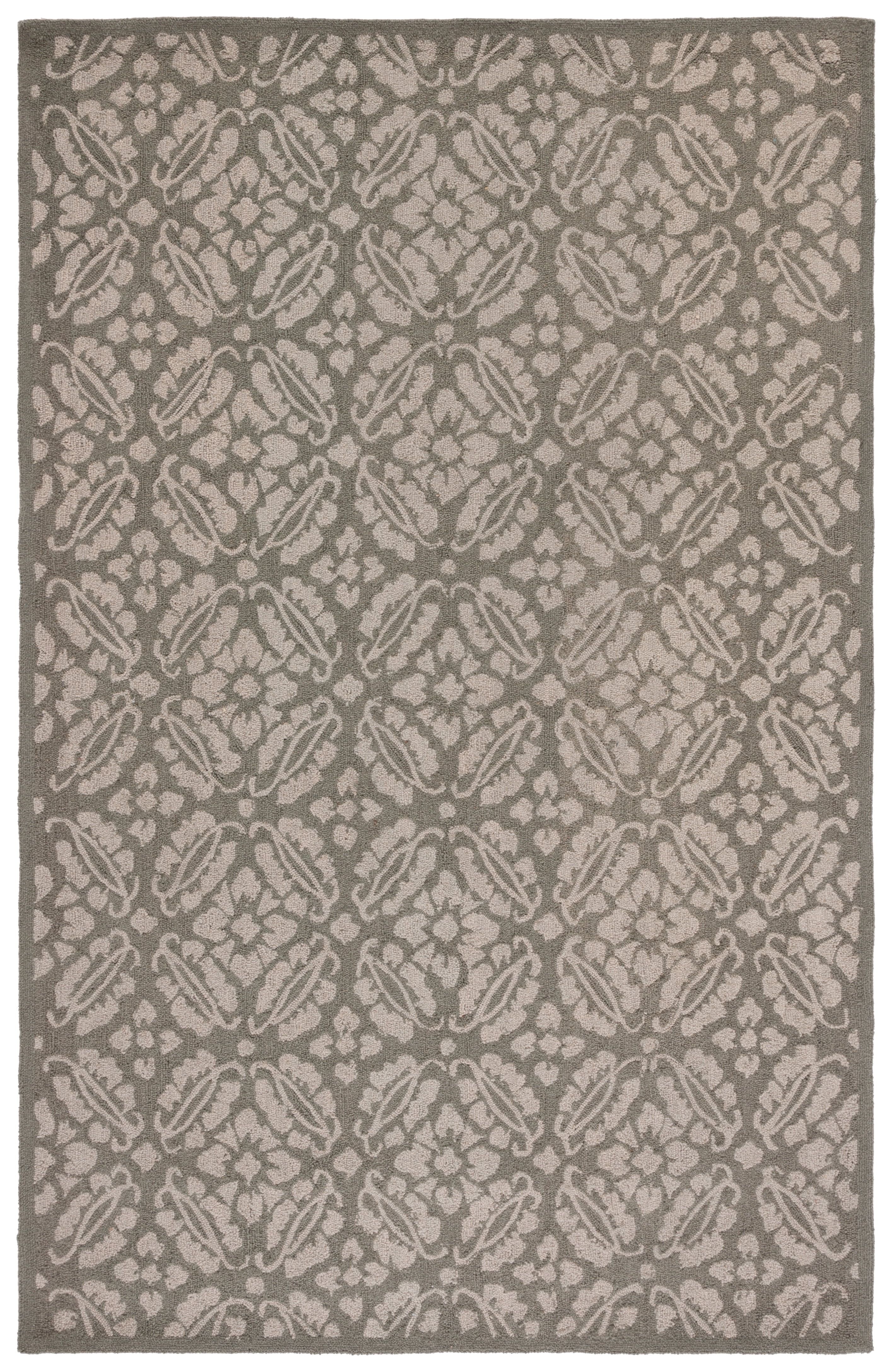 Handmade Sage Floral Wool Rectangular Area Rug