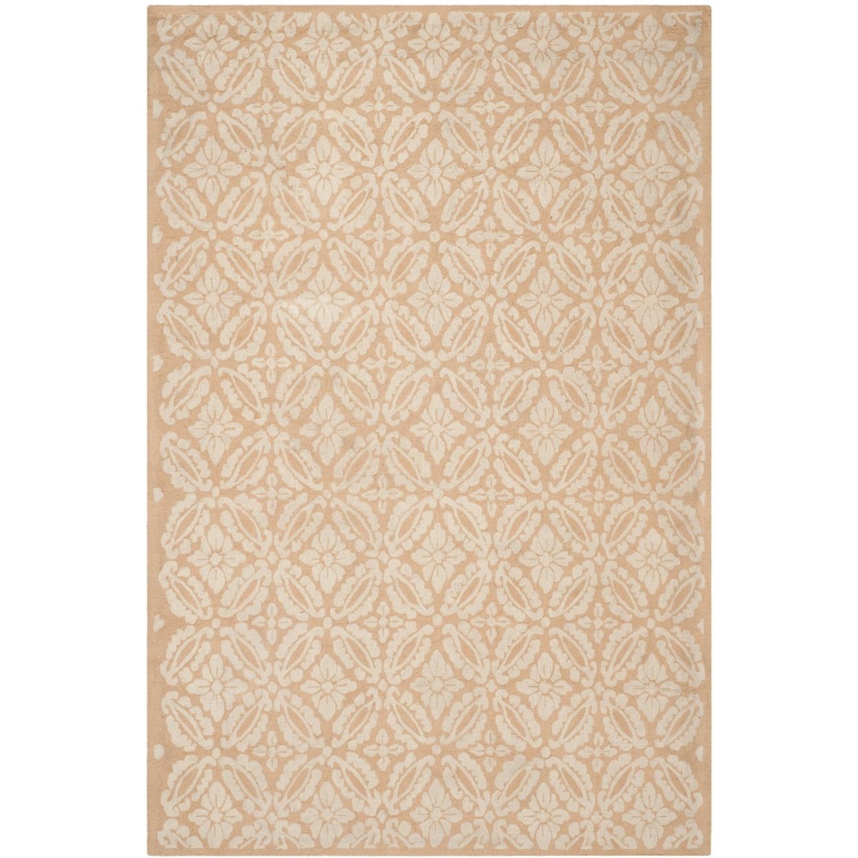 Blush Rectangular Handmade Wool Area Rug, 5'3" x 8'3"