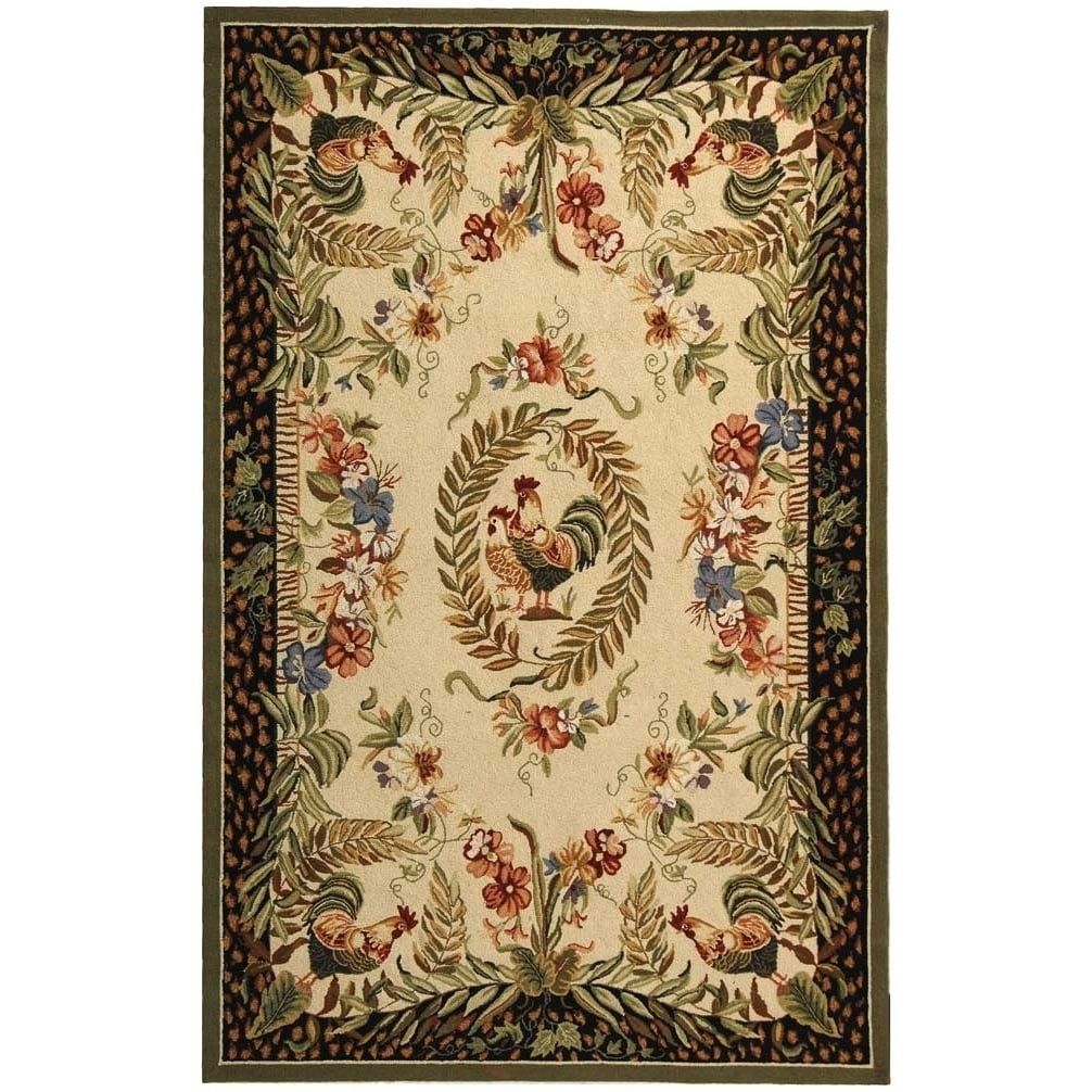 Chelsea Oval Cream and Black Wool Area Rug 4'6" x 6'6"