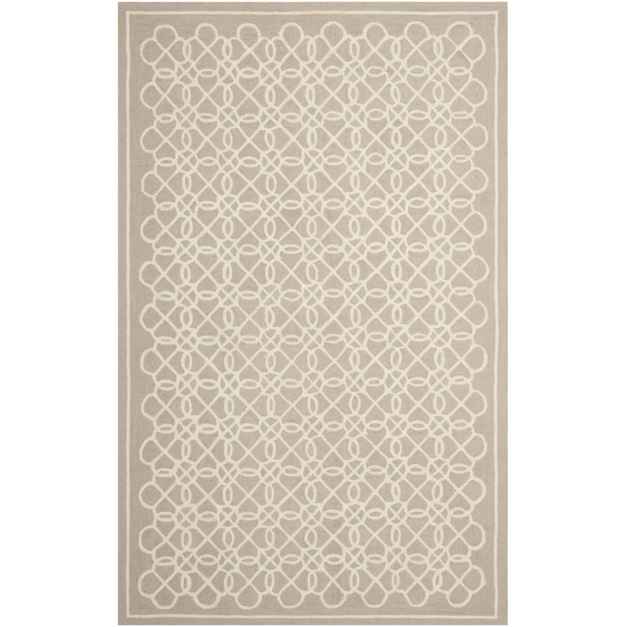 Handmade Tufted Floral Wool Area Rug in Tan and Ivory