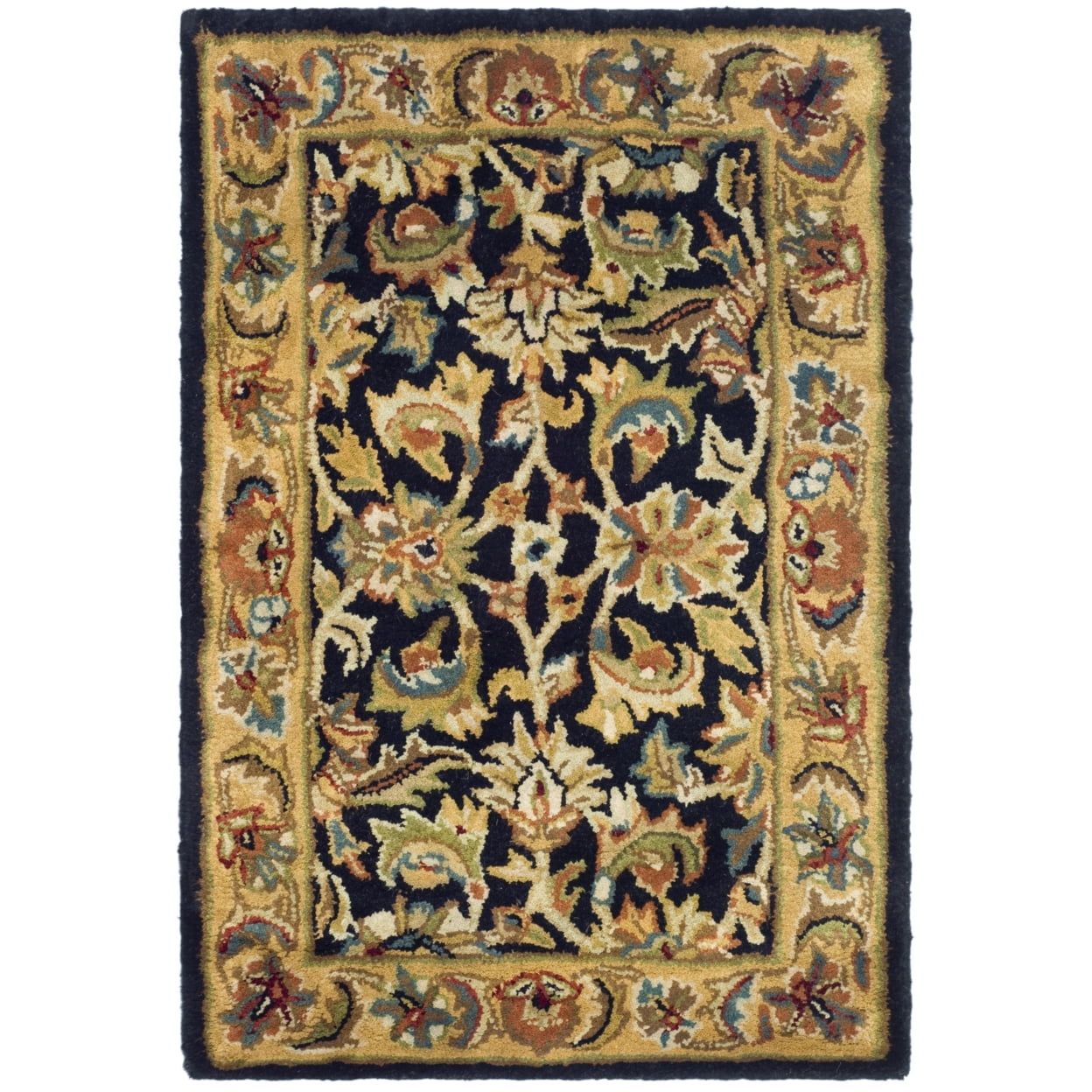 Handmade Black and Gold Wool Tufted Area Rug 2'3" x 4'