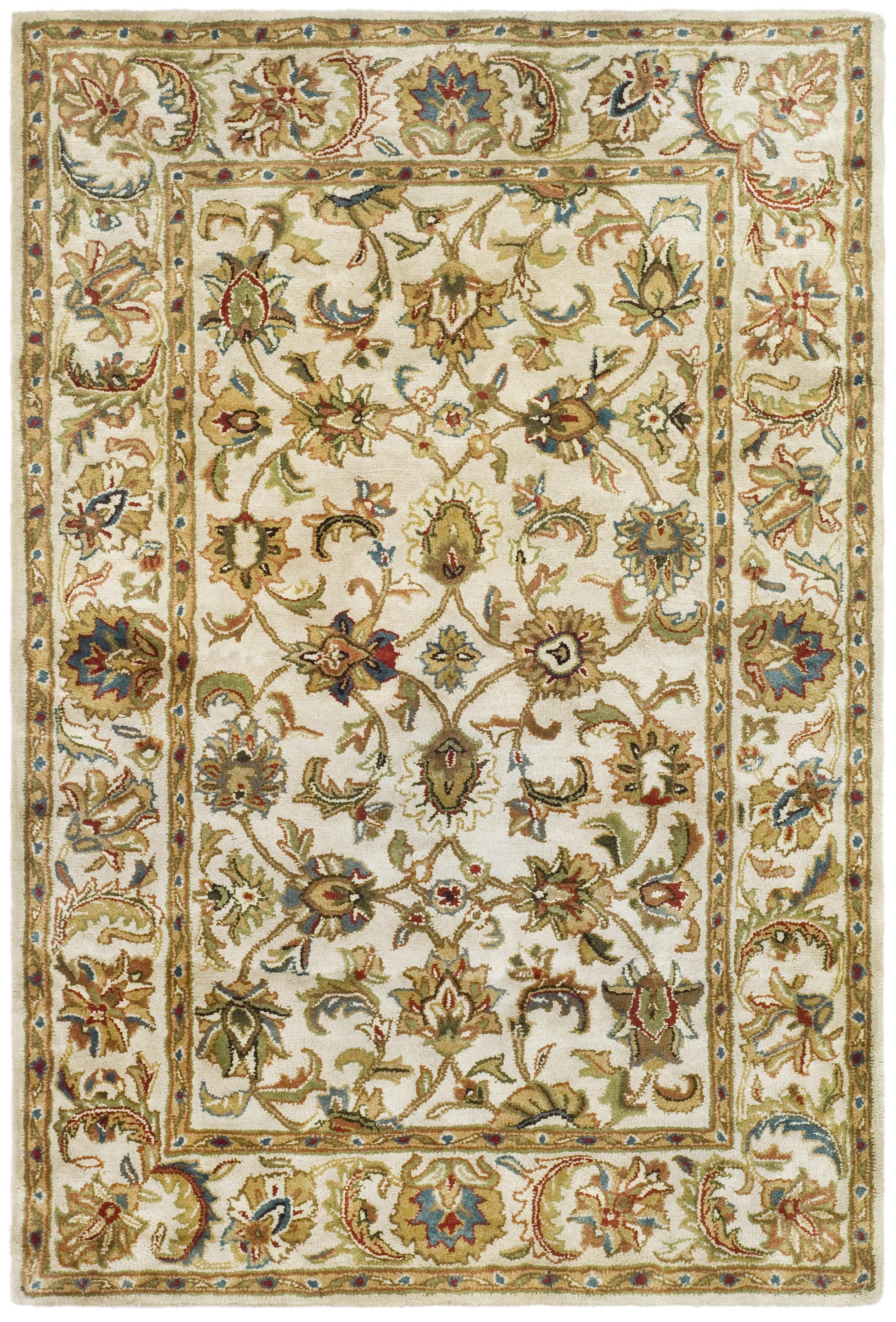 Ivory Hand-Tufted Wool Persian-Inspired Rectangular Rug