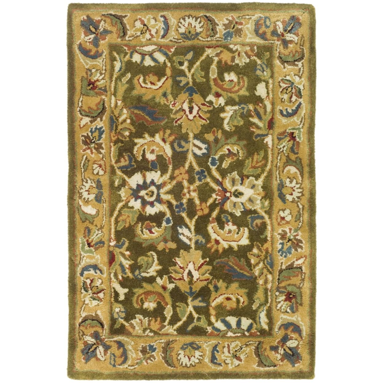 Olive and Camel Hand-Tufted Wool Area Rug, 2' x 3'