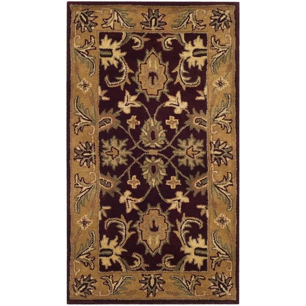 Elegant Hand-Tufted Burgundy Wool Accent Rug 2' x 3'