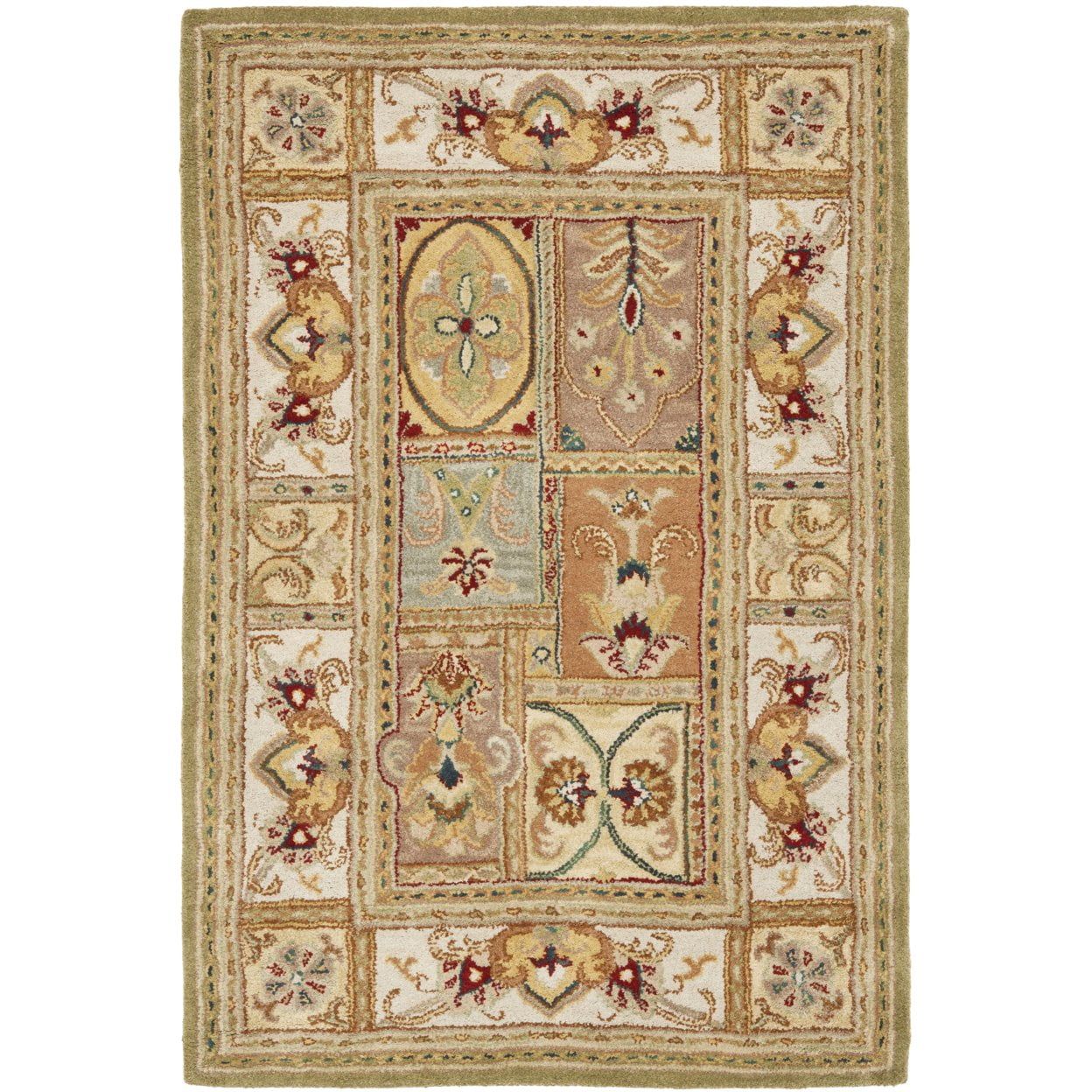 Hand-Tufted Sage and Multi Wool Area Rug, 4' x 6'