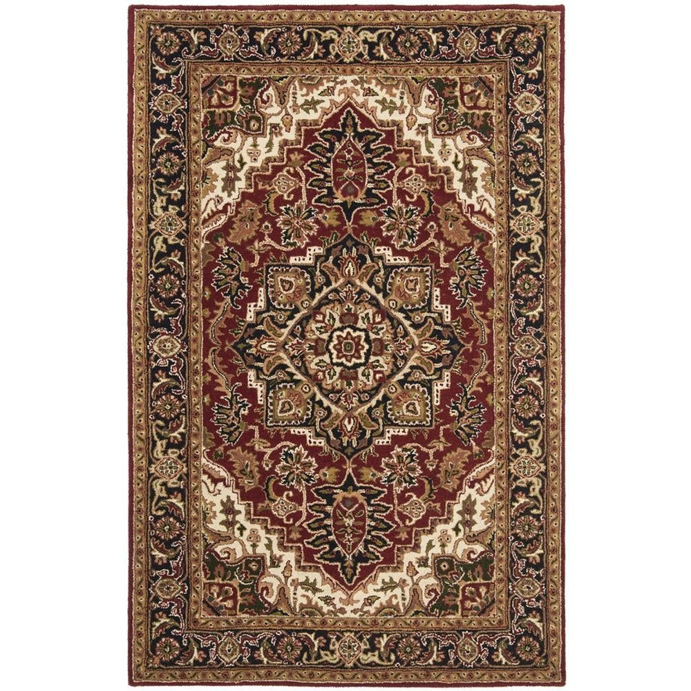 Handmade Red and Navy Wool 6' x 9' Traditional Area Rug