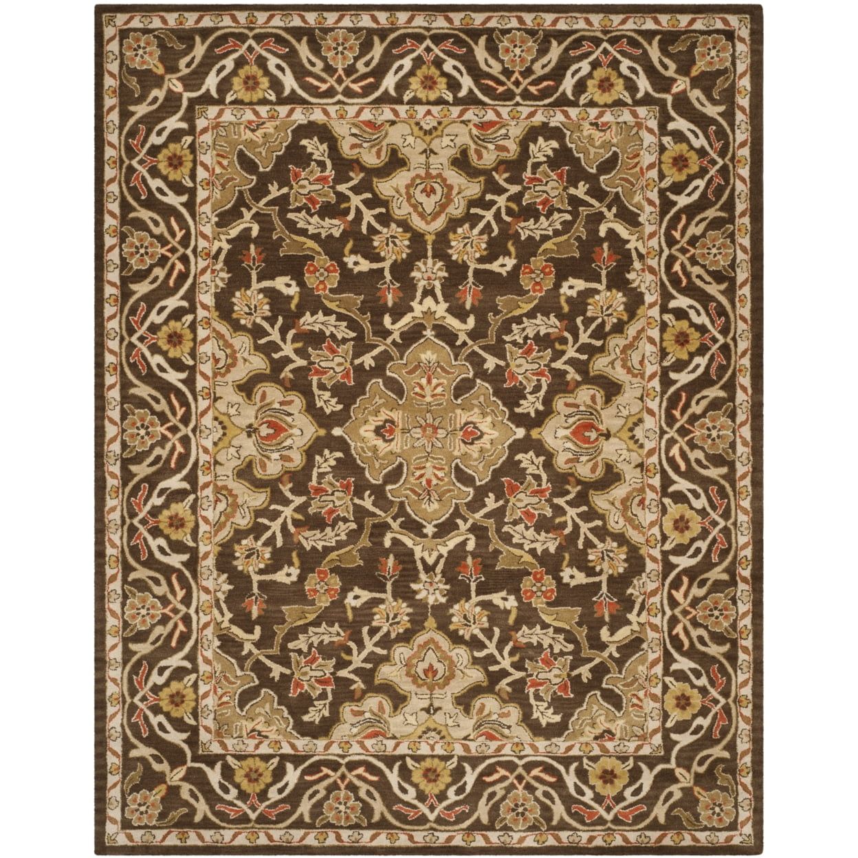 Classic Brown Multicolor Wool 5' x 8' Area Rug