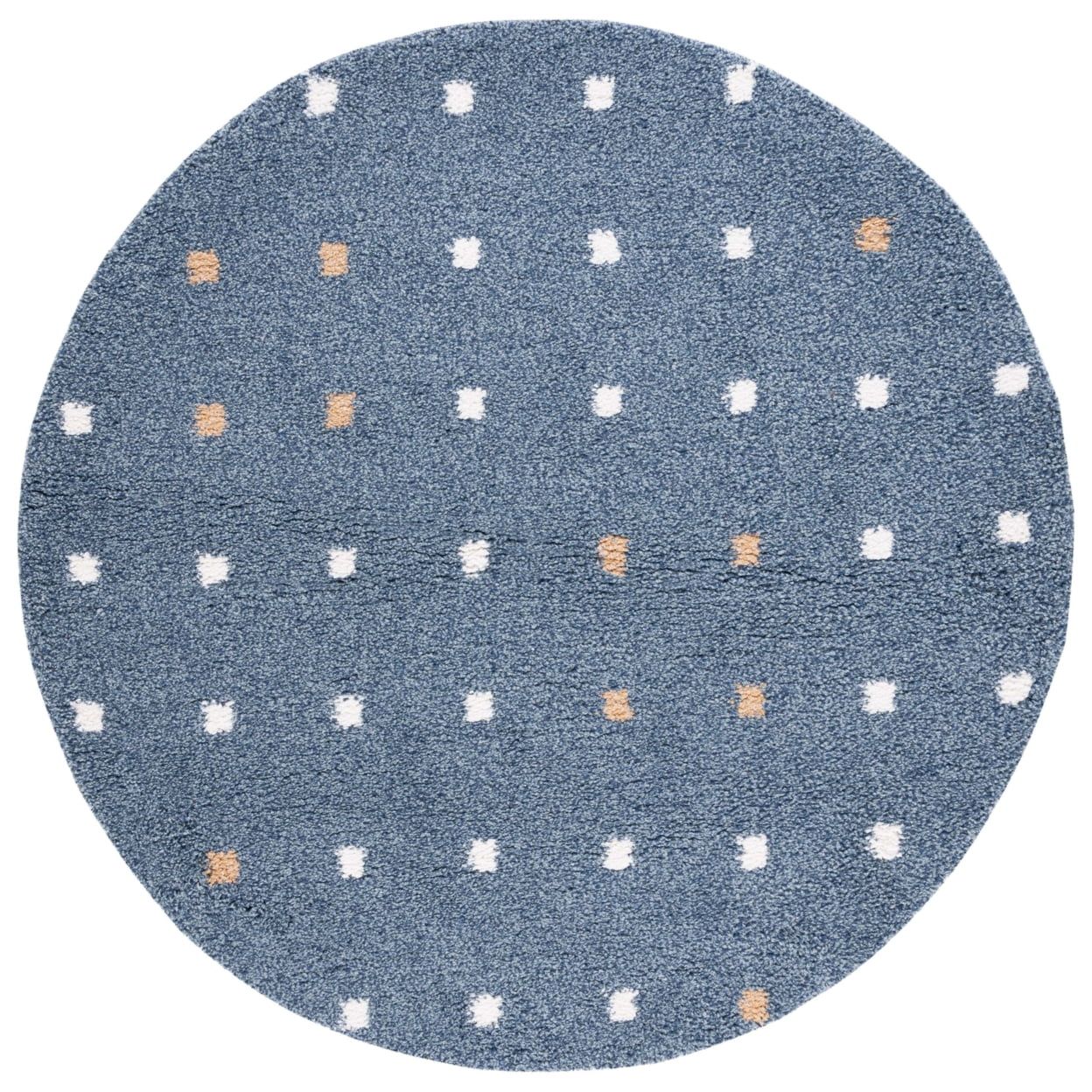 Handmade Blue and White Wool Tufted Round Area Rug