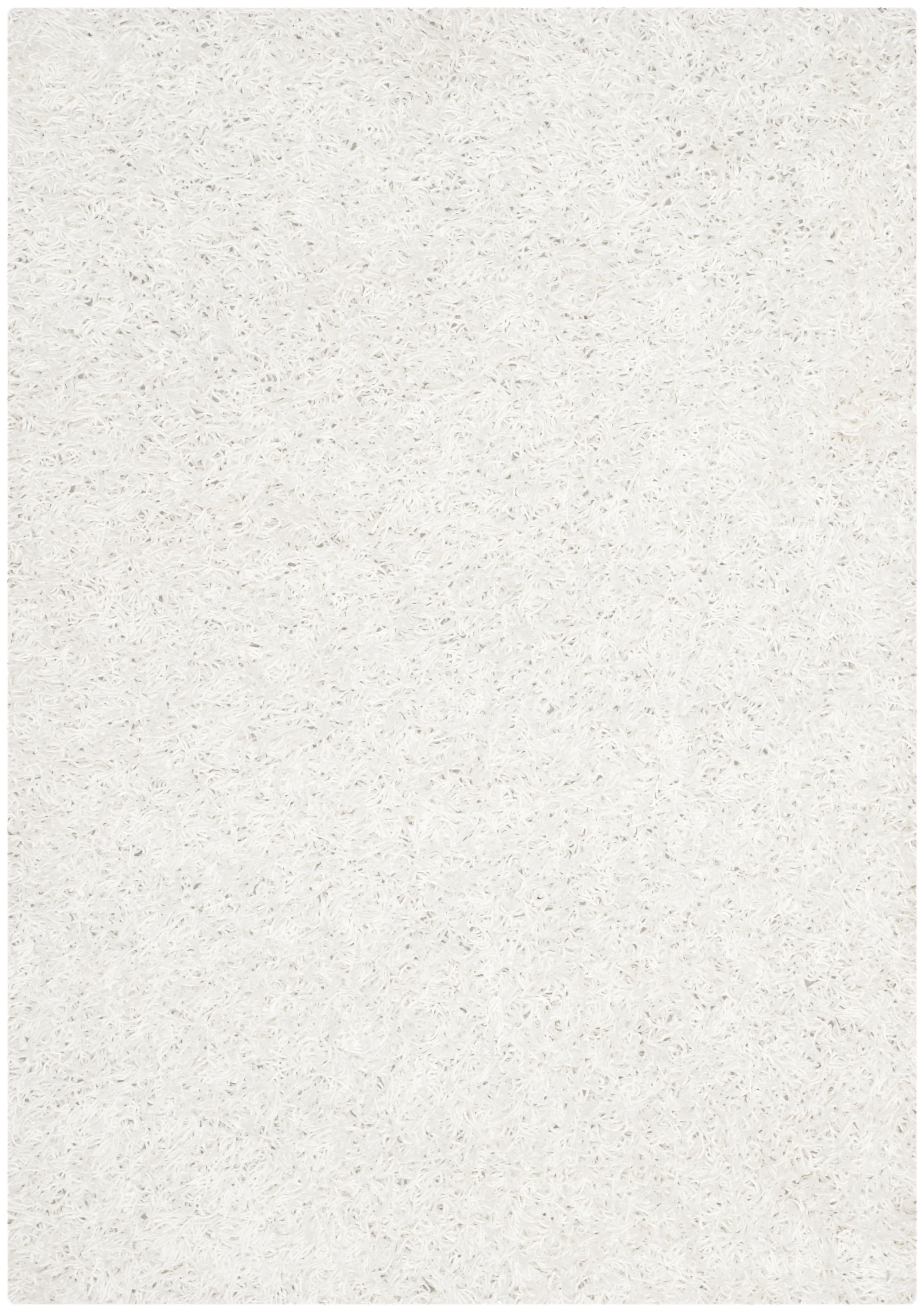 White Round Hand-Tufted Synthetic Shag Rug, 2'6" x 4'