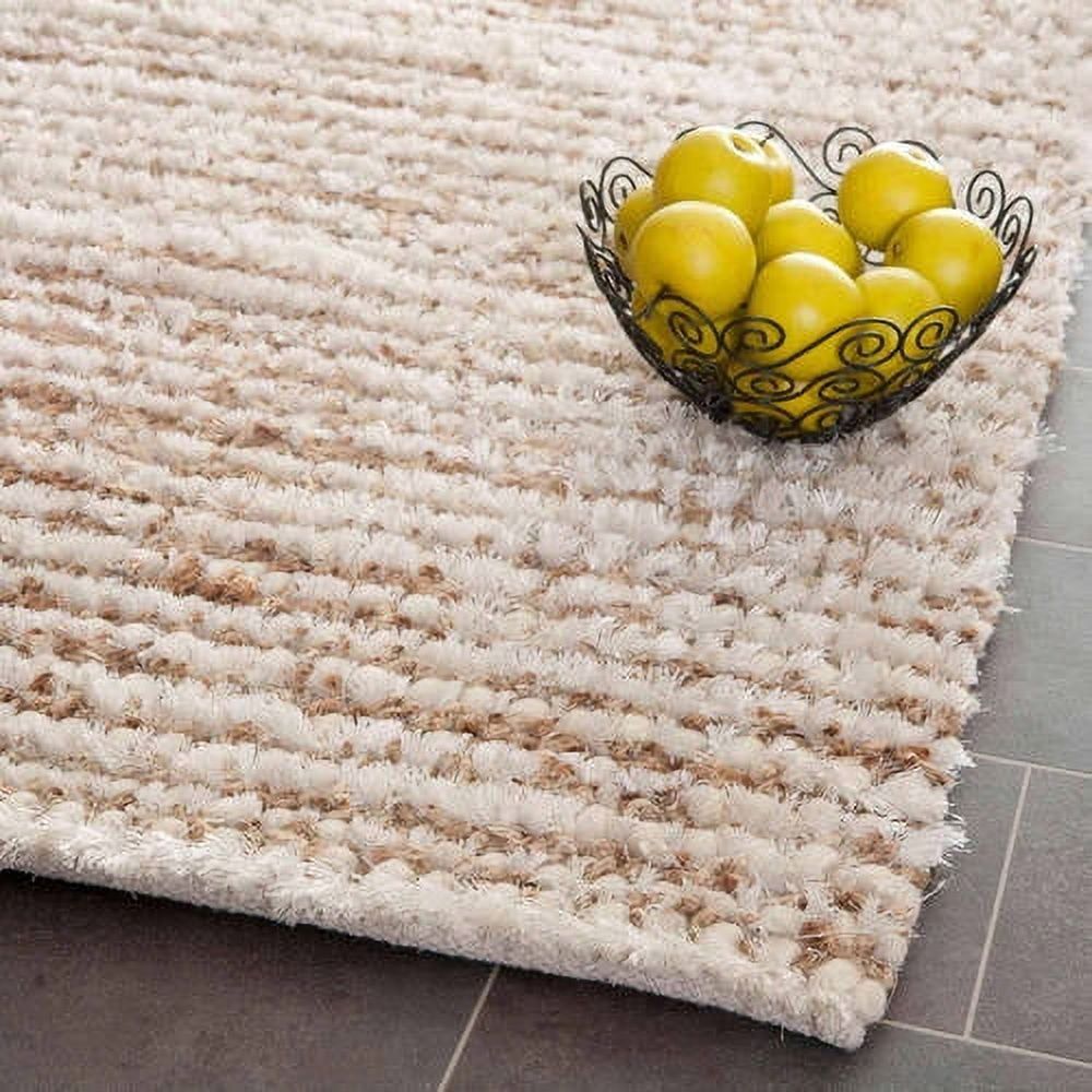Natural Ivory Flat Woven Cotton Rectangular Area Rug 8' x 10'