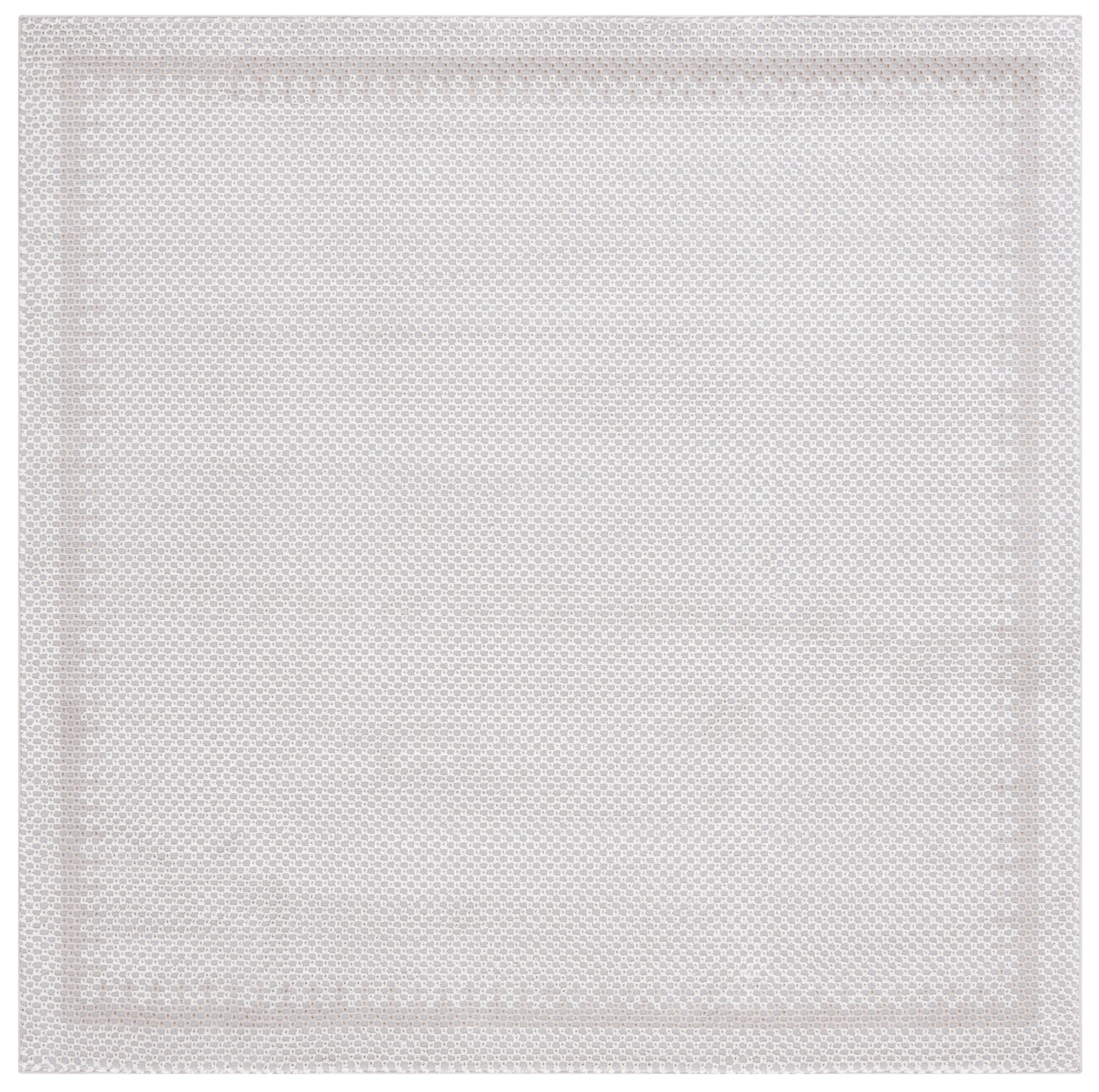 Light Grey and Dark Grey Square Synthetic Area Rug