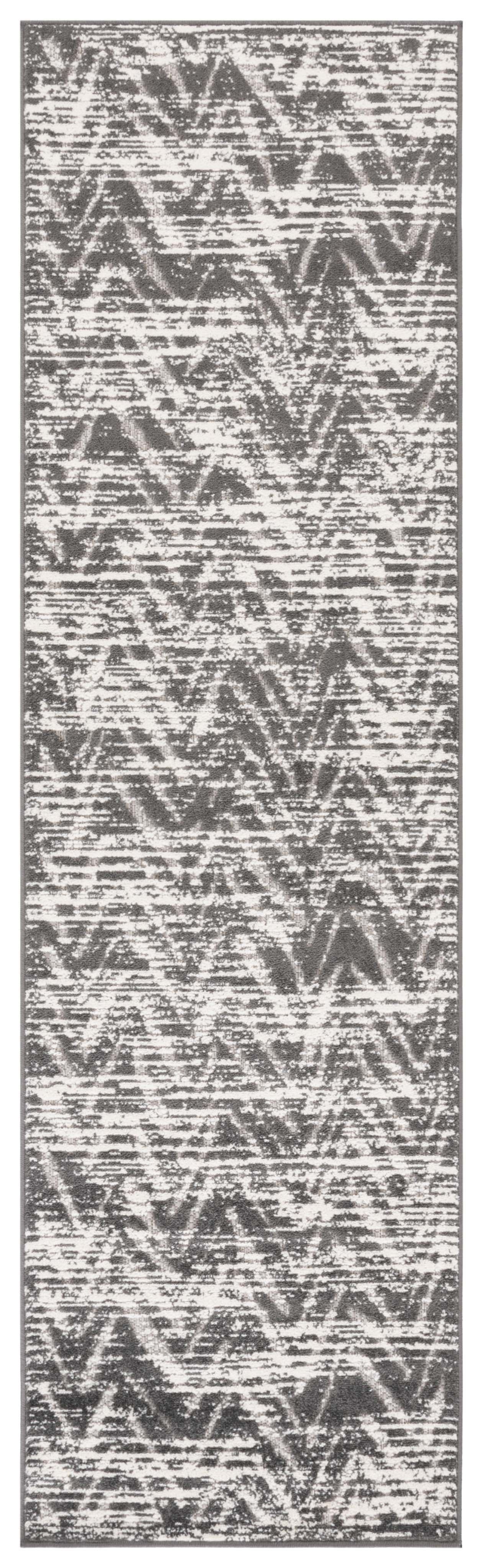Gray Chevron Indoor/Outdoor Runner Rug, 2'3" x 8'