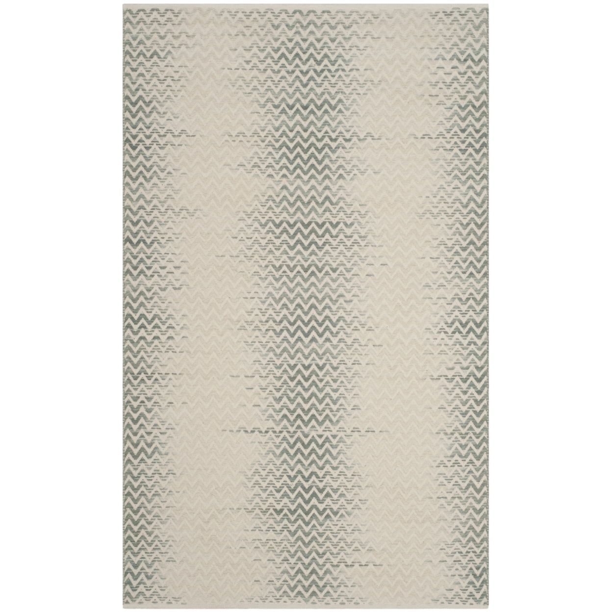 Nomadic Traditions Dark Green/Ivory Handwoven Wool-Cotton 4' x 6' Rug