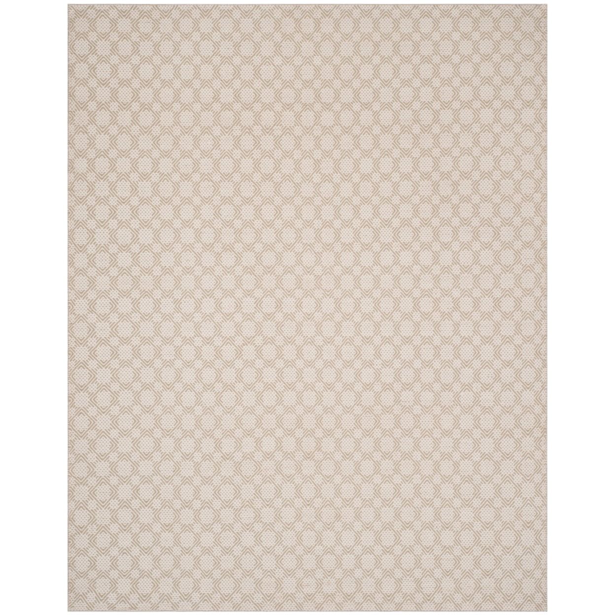 Beige/Ivory Geometric Wool Flat Woven 8' x 10' Rug