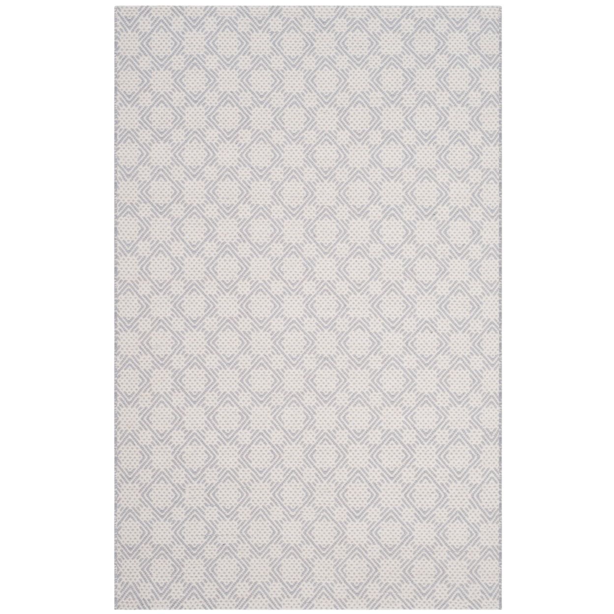 Nomadic Ivory Geometric 4' x 6' Handwoven Wool-Cotton Rug
